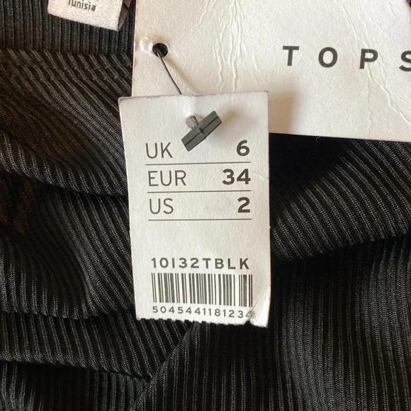 NWT Topshop Black Ribbed Ruched Long Sleeve Midi Dress. Size US 2. Stretchy! - Picture 15 of 15